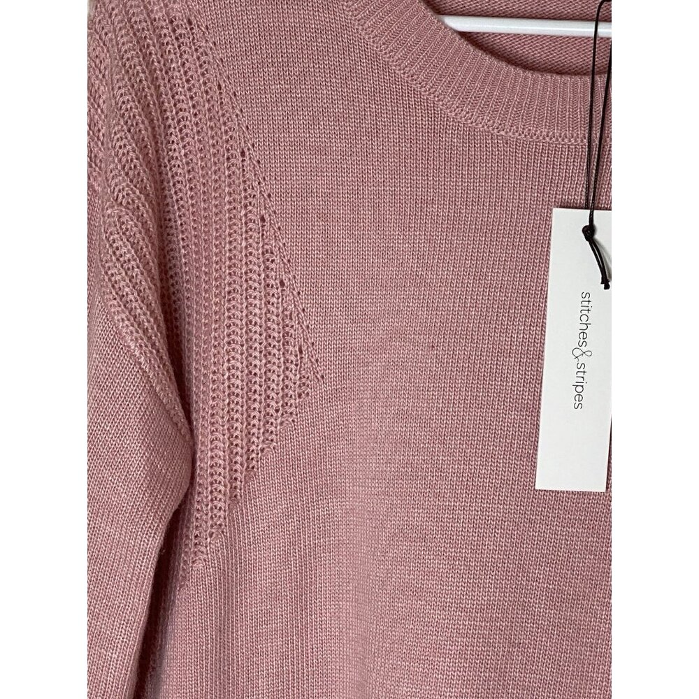 NWT Stitches & Stripes L Pink Wool Blend Crewneck Sweater Soft Cozy Revolve - Picture 3 of 7